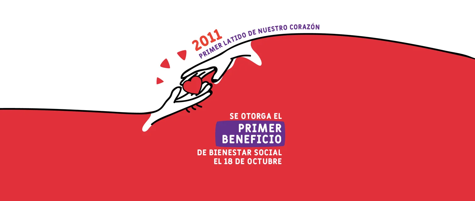2011, primer latido de nuestro corazón: se otorga el primer beneficio de bienestar social el 18 de octubre.